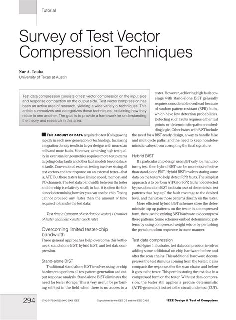 Tutorial Survey of Test Vector Compression Techniques